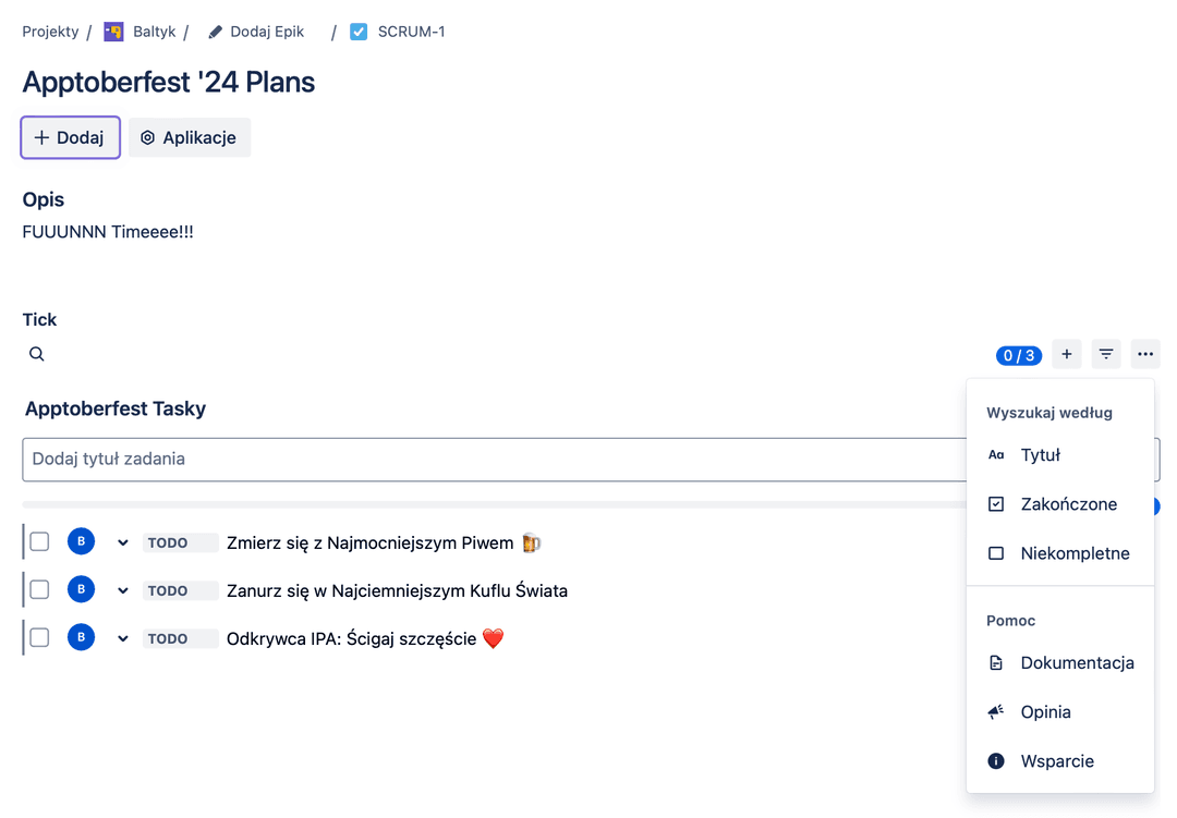 Tick Issue Content page in Polish