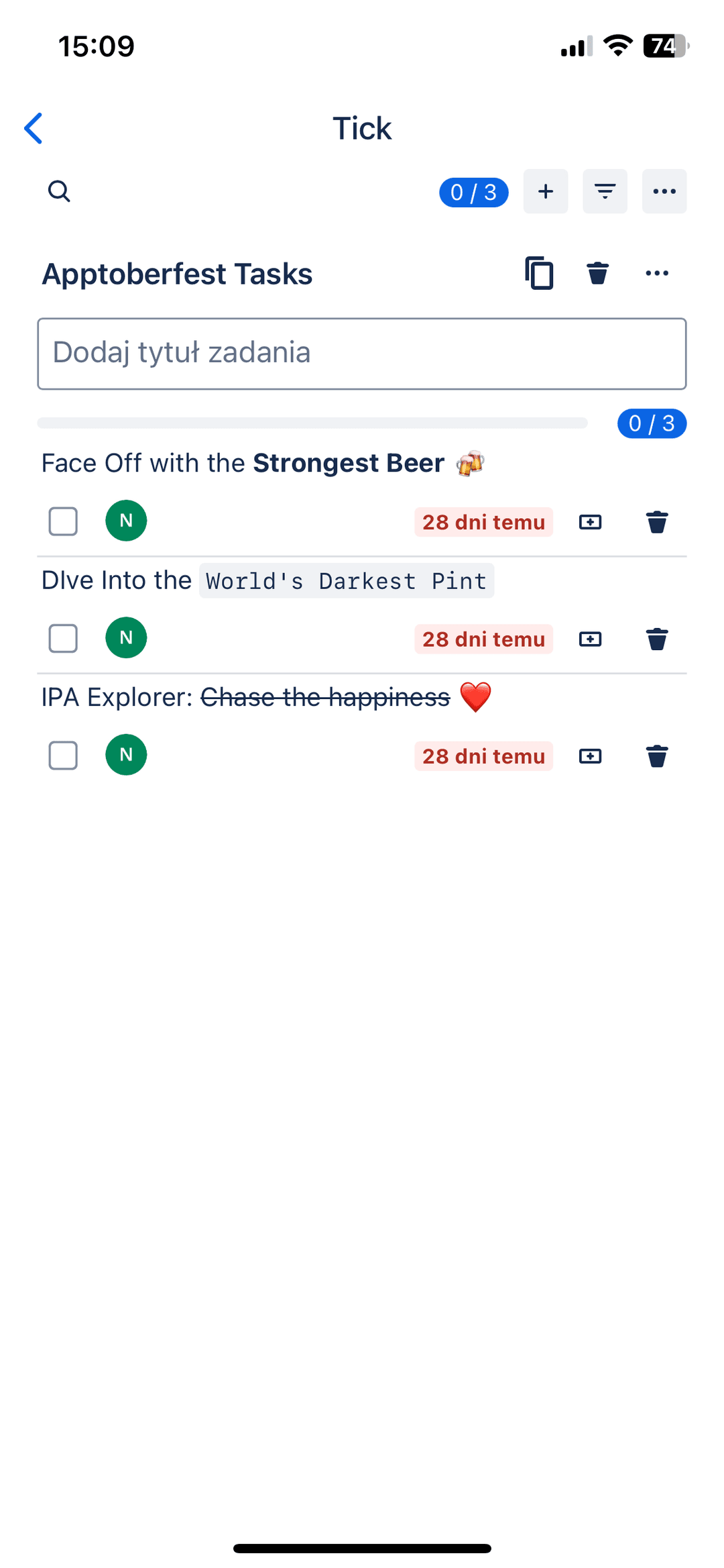 Tick Mobile App Issue Content with DueDate in Polish