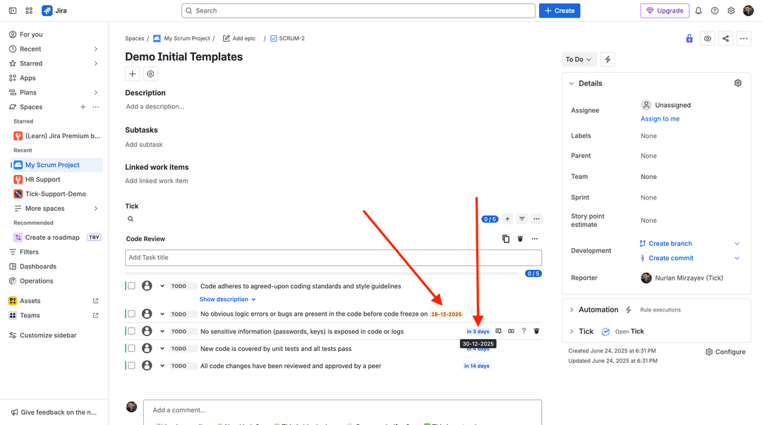 Checklist with new date format set as dd-MM-yyyy