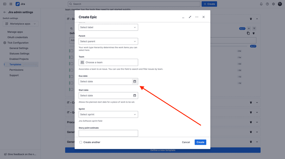 Jira issue with due date