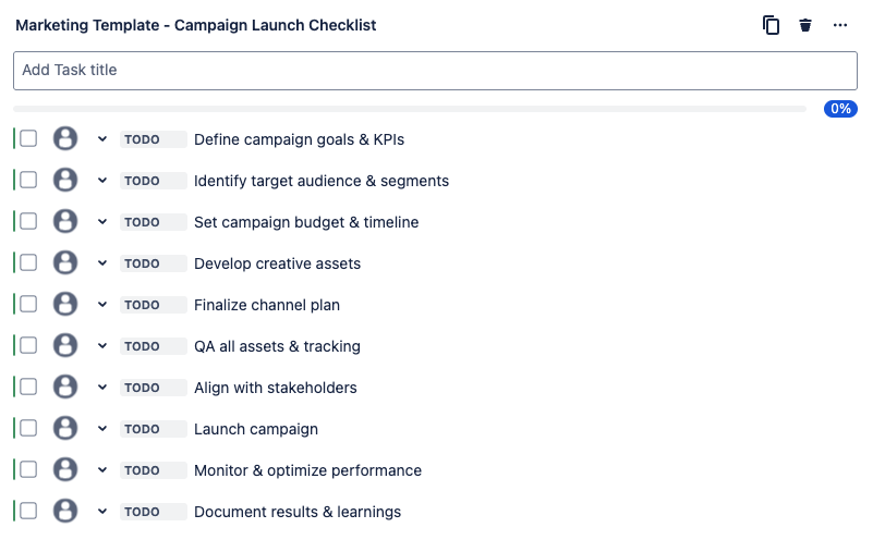 Tick templates - example spring planning