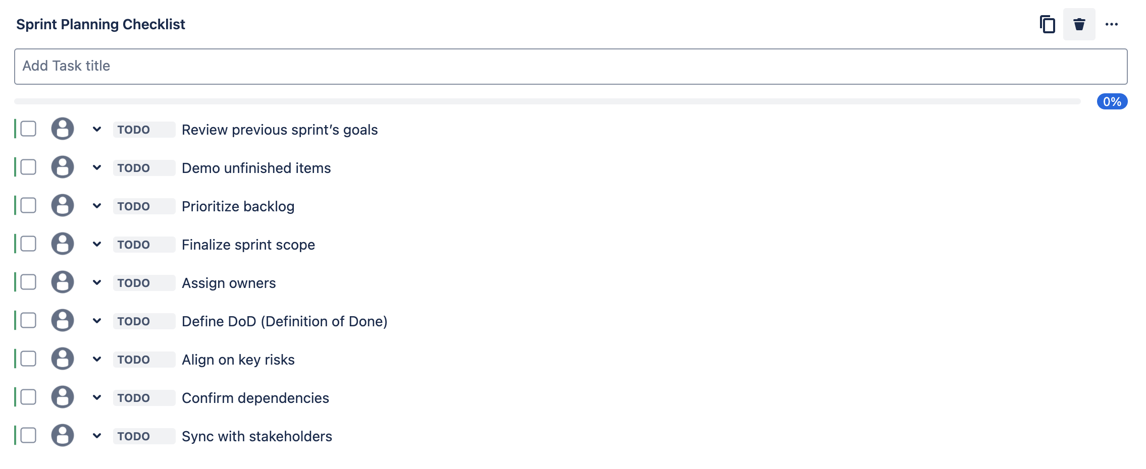 Tick templates - example spring planning
